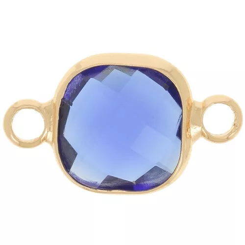 Distanziatore quadrato 15x9 mm in vetro sfaccettato - Oro - Blu reale x1