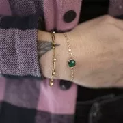 Distanziatore quadrato 15x9 mm in vetro sfaccettato - Oro - Rosso x1