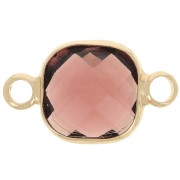 Distanziatore quadrato 15x9 mm in vetro sfaccettato - Oro - Bordeaux x1