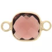 Distanziatore quadrato 15x9 mm in vetro sfaccettato - Oro - Bordeaux x1