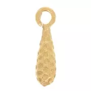 Ciondolo a goccia martellato 11x3 mm con anello aperto - Dorato in oro fino x1