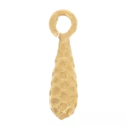 Ciondolo a goccia martellato 11x3 mm con anello aperto - Dorato in oro fino x1