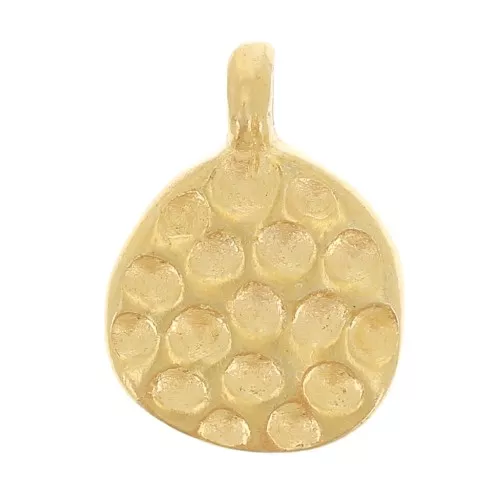 Ciondolo irregolare martellato 10x7,5 mm con anello aperto - Dorato in oro fino x1
