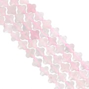 Perlina trifoglio sfaccettata da 13 mm - Quarzo rosa x1