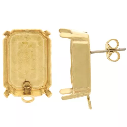 Orecchini perno rettangolari PureCrystal 4627 18x13 mm - dorato x2