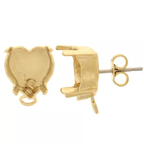 Orecchini perno cuore in cristallo puro 11x10 mm - Dorato x2