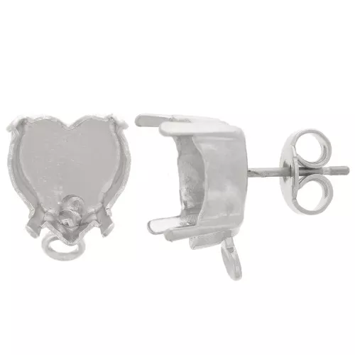 Orecchini perno cuore PureCrystal 11x10 mm - Rodio x2