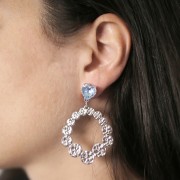 Orecchini perno cuore PureCrystal 11x10 mm - Rodio x2