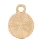 Ciondolo rotondo da 7 mm con strass - Oro - Fucsia x1