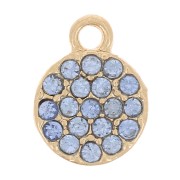 Ciondolo rotondo da 7 mm con strass - Oro - Azzurro x1|raw }}
