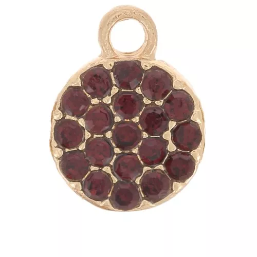 Ciondolo rotondo da 7 mm con strass - Oro - Cognac x1