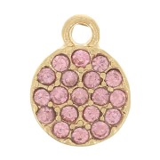 Ciondolo rotondo da 7 mm con strass - Oro - Rosa chiaro x1|raw }}