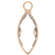 Ciondolo navette in vetro sfaccettato 19x8 mm - Oro - Trasparente x1