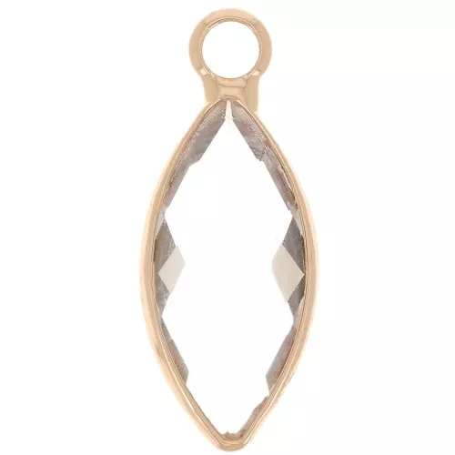 Ciondolo navette in vetro sfaccettato 19x8 mm - Oro - Trasparente x1