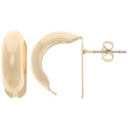 Orecchini perno curvi da piegare 17x6 mm - Dorato x2