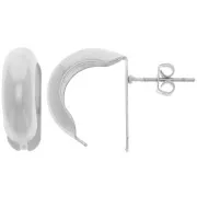 Orecchini perno curvi da piegare 17x6 mm - Rodio x2