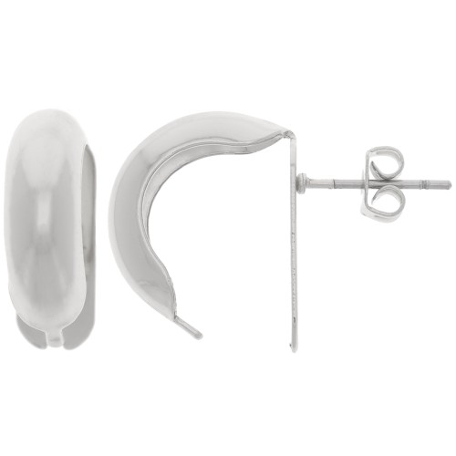 Orecchini perno curvi da piegare 17x6 mm - Rodio x2