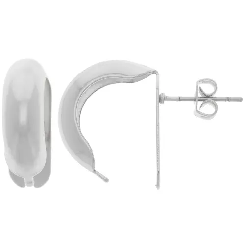 Orecchini perno curvi da piegare 17x6 mm - Rodio x2