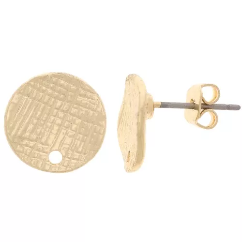 Orecchini a disco ondulati con foro di 12 mm a effetto rigato - Dorato x2