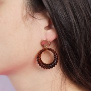 Orecchini a disco ondulati con foro di 12 mm a effetto rigato - Dorato x2