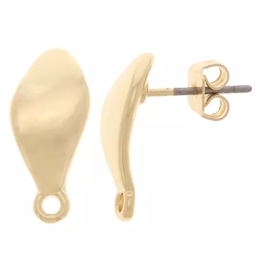 Orecchini perno goccia irregolari 16x7 mm con anello chiuso - Dorato x2