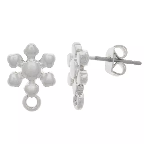Orecchini perno fiore 9,5 mm con anello chiuso - Argento x2
