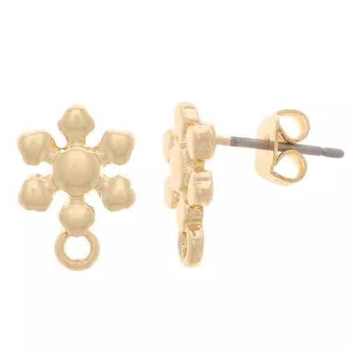 Orecchini perno fiore 9,5 mm con anello chiuso -Dorato x2