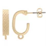 Orecchini perno strutturato 17x4 mm con anello chiuso - Dorato x2