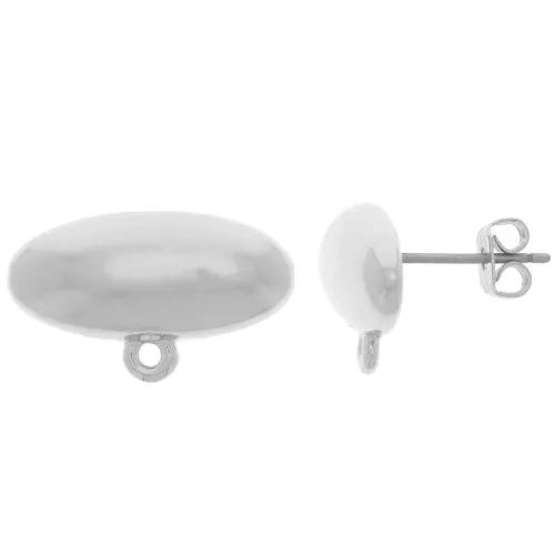 Orecchini perno ovali 9x20 mm con anello chiuso - Argento x2