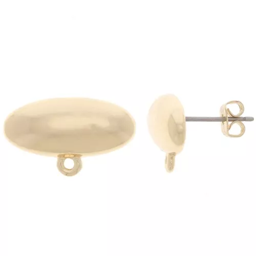 Orecchini perno ovali 9x20 mm con anello chiuso - dorato x2