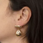 Orecchini perno ovali 9x20 mm con anello chiuso - dorato x2