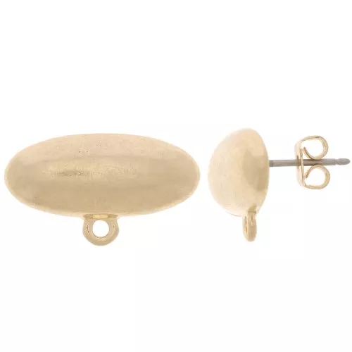 Orecchini perno ovali 9x20 mm con chiusura - dorato vintage x2