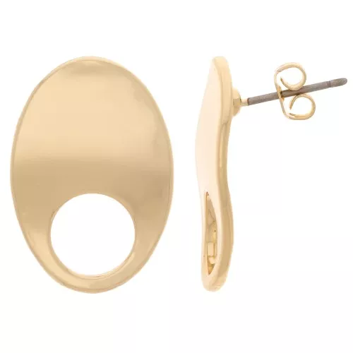 Orecchini perno ovali ondulati 16x22 mm - dorato x2