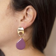 Orecchini perno ovali ondulati 16x22 mm - dorato x2