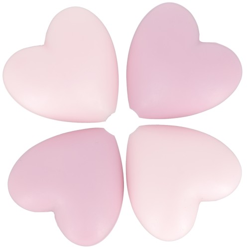 Perline a cuore in silicone 19x20 mm per l'attacco del ciuccio - Multi pink x4