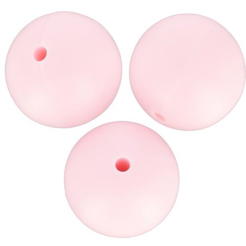 Perline rotonde in silicone 15 mm per l'attacco del ciuccio - Layette Pink x3