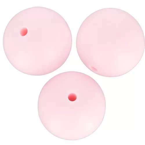 Perline rotonde in silicone 15 mm per l'attacco del ciuccio - Layette Pink x3