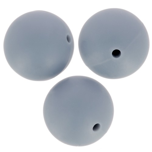 Perline in silicone rotonde da 15 mm per l'attacco del ciuccio - Grigio scuro x3