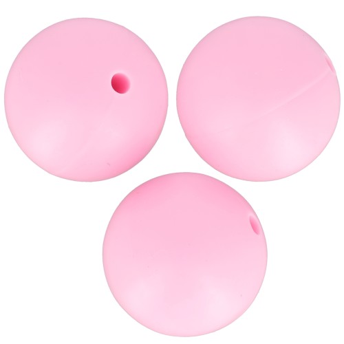 Perline rotonde in silicone da 15 mm per l'attacco del ciuccio - Rosa x3