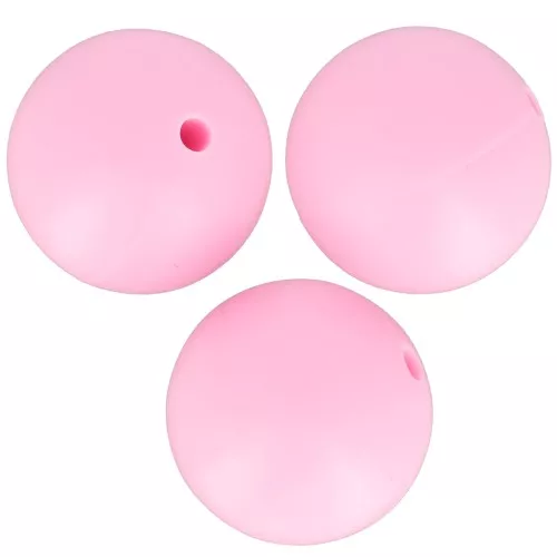 Perline rotonde in silicone da 15 mm per l'attacco del ciuccio - Rosa x3