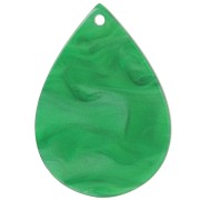 Pendente a goccia 31x22 mm in acetato - Verde marmorizzato perlato x1
