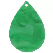 Pendente a goccia 31x22 mm in acetato - Verde marmorizzato perlato x1