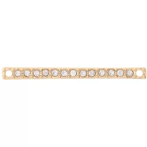 Distanziatore 30x2 mm con strass - Oro - Cristallo x1