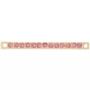 Distanziatore 30x2 mm con strass - Oro - Rosa x1