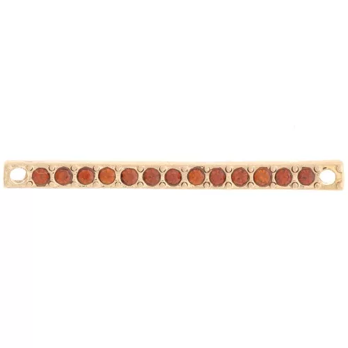 Distanziatore 30x2 mm con strass - Oro - Cognac x1
