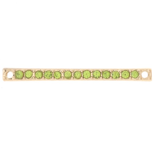 Distanziatore 30x2 mm con strass - Oro - Verde chiaro x1