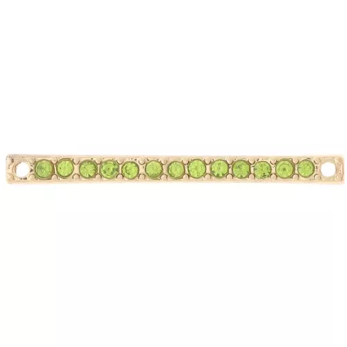 Distanziatore 30x2 mm con strass - Oro - Verde chiaro x1