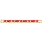 Barra distanziatrice 30x2 mm con strass - Oro - Rosso x1|raw }}