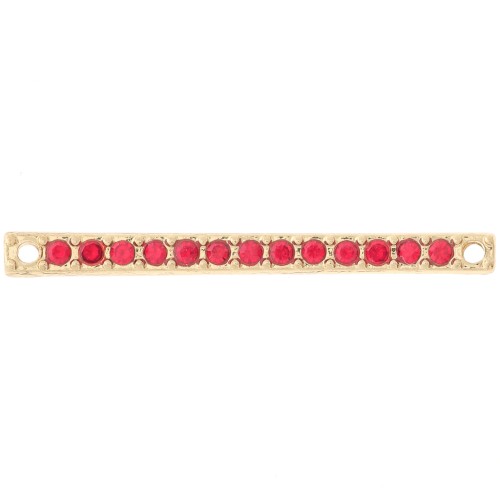 Barra distanziatrice 30x2 mm con strass - Oro - Rosso x1