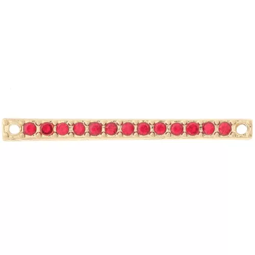 Barra distanziatrice 30x2 mm con strass - Oro - Rosso x1